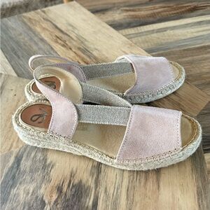 Pink Suede Espadrilles with Slingback and Cushioned Footbed